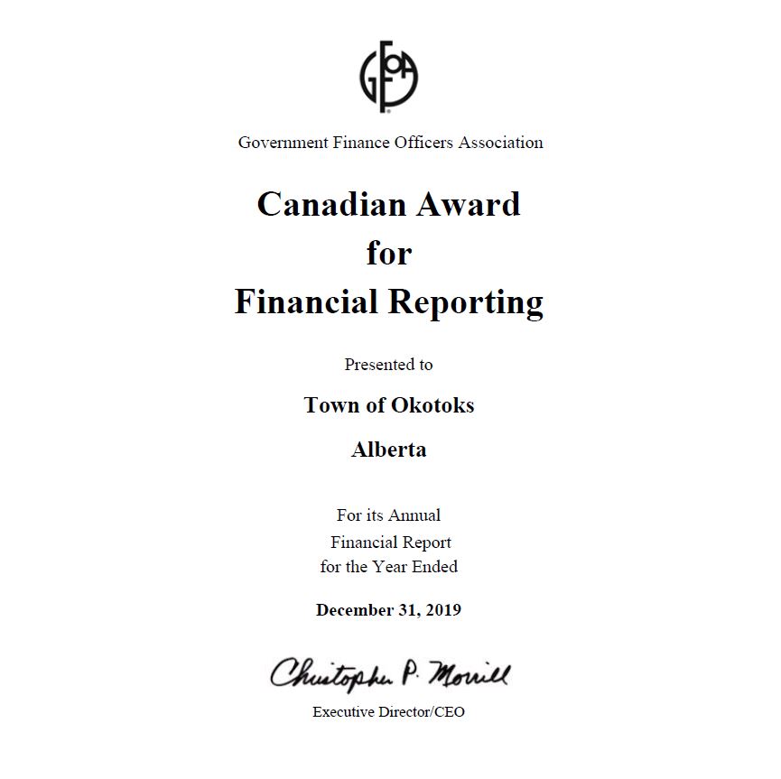 Canadian Award for Excellence in Financial Reporting award