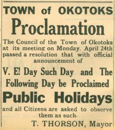 Newspaper clipping from the Okotoks Review.