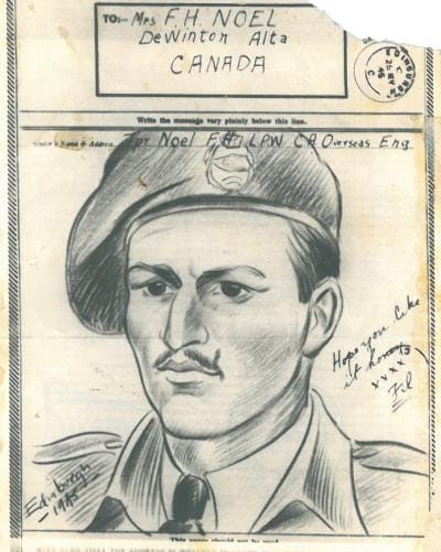 Hand drawn caricature of himself by Felix Noel during WWII. 