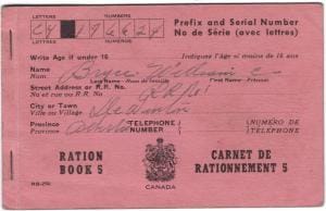 Ration book issued in Okotoks, WWII