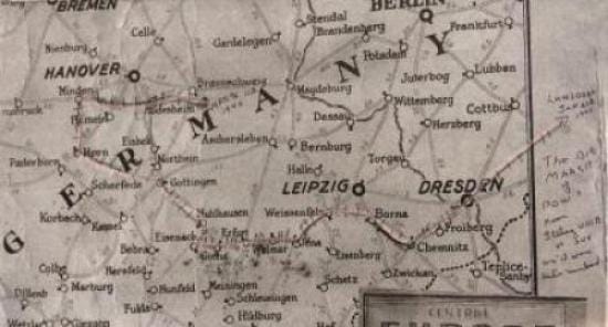 Map of Winston Parker's forced march in 1945.