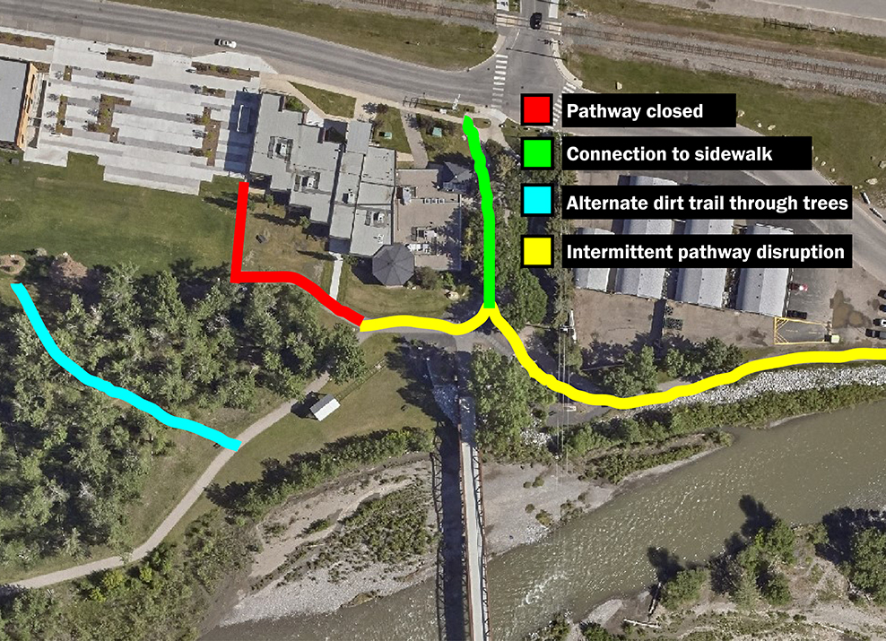 map showing pathway closures at Ethel Tucker Centennial Park