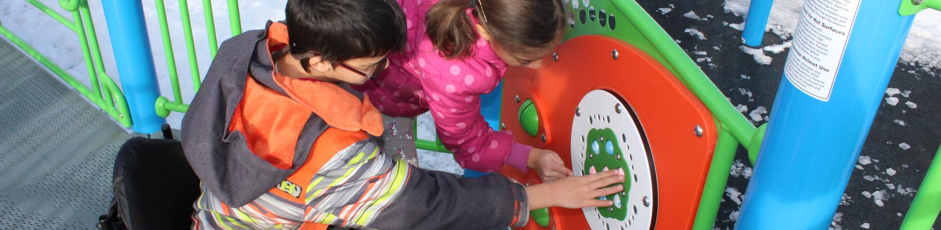 Inclusive playground with children playing