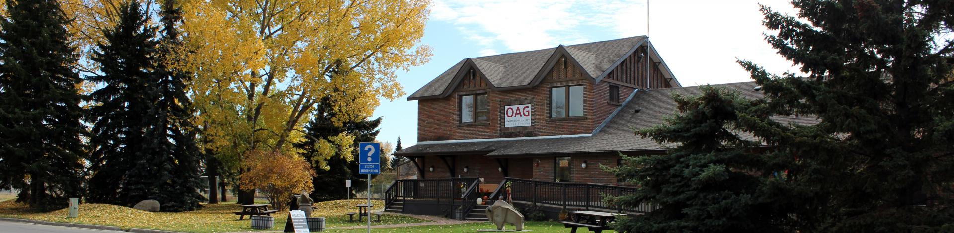 outside of Okotoks Art Gallery in fall