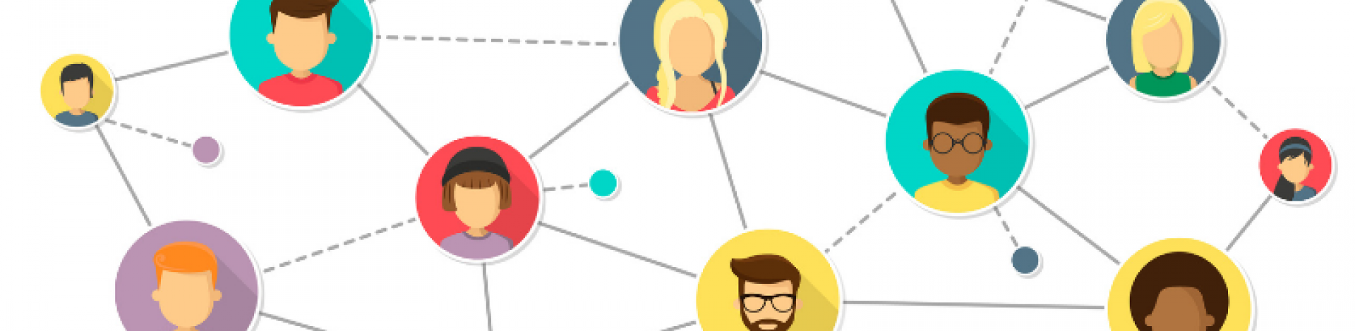 colourful illustration of people connecting virtually