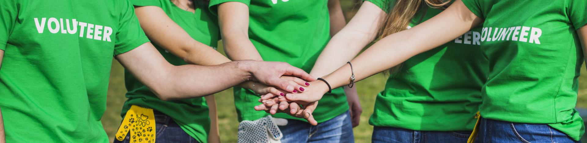Group of volunteers in huddle
