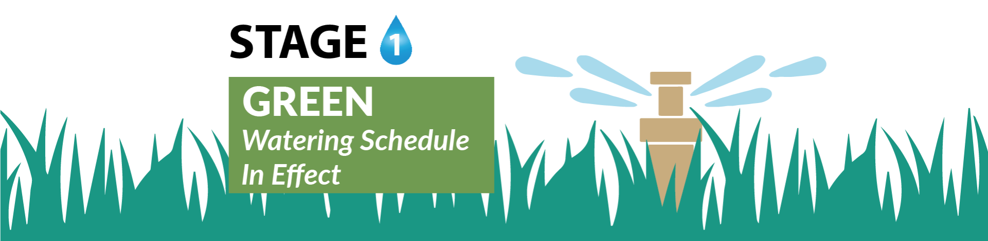 Graphic showing grass with a sprinkler