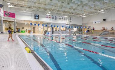 overhead view of lane swimming pool