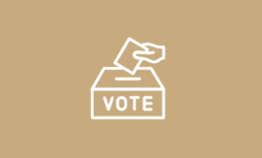 Voter icon - hand placing vote on paper in ballot box