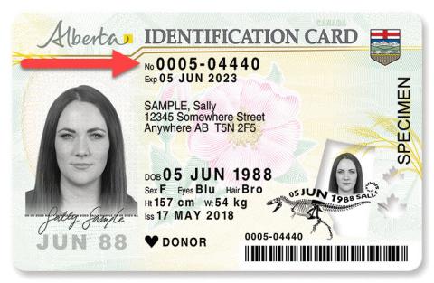 Alberta Government Identification example