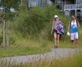 Couple walking on pathway