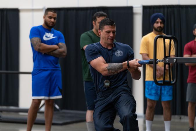Municipal Enforcement Officer demonstrates a weight station during PARE training
