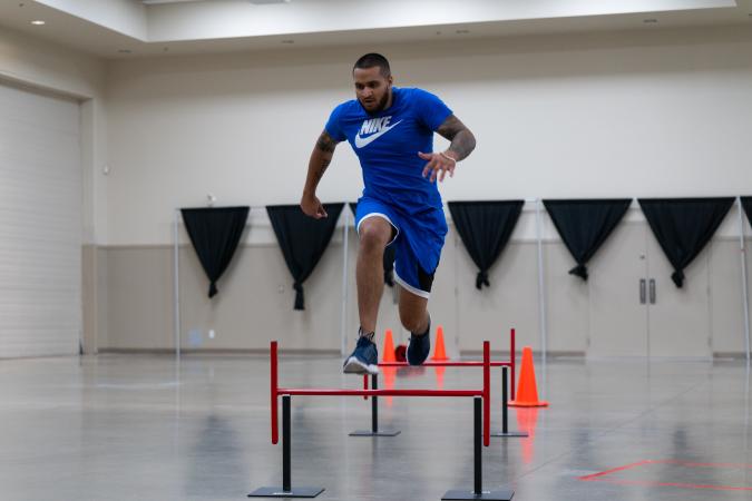 Individual jumps over obstacle in PARE training