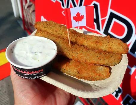deep fried pickles on a plate
