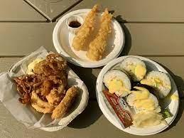 a trio of plates with food