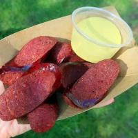 sliced sausage on a plate 
