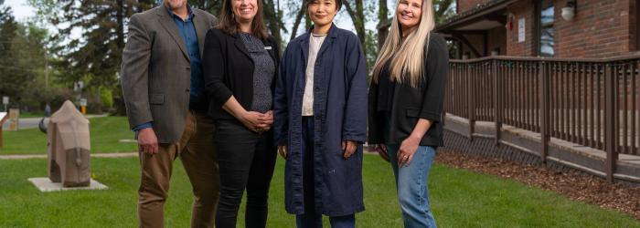 Culture and Heritage Team Lead Allan Boss, Okotoks Councillor Rachel Swendseid, 2024 Artist Wanru Kemp, 2023 Artist Tanya Zakarow 