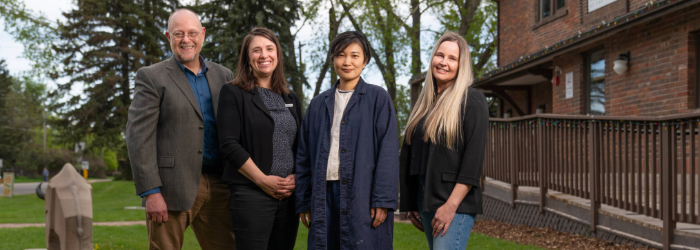 Culture and Heritage Team Lead Allan Boss, Okotoks Councillor Rachel Swendseid, 2024 Artist Wanru Kemp, 2023 Artist Tanya Zakarow