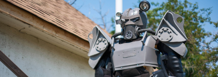 a robot made of recycaled materials