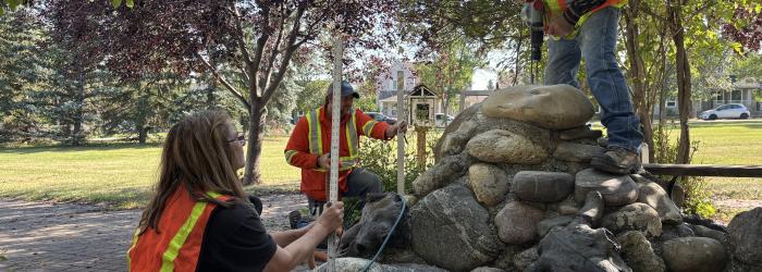 Sculpture Reinstalled - Okotoks Rocky